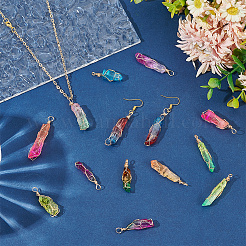 16Pcs Natural Dyed Quartz Bead Pointed Pendants&nbsp;FIND-AR0004-24