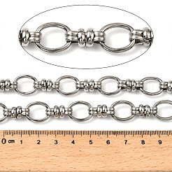 304ステンレススチール楕円リンクチェーン  溶接されていない  スプールで  ステンレス鋼色  15.5x12.5x2mmと16x7.5x7mm&nbsp;CHS-H114-10P