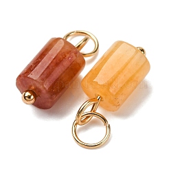 304ステンレススチールの丸カン付き天然レッドアベンチュリンコラムチャーム  ゴールドカラー  14x6mm  穴：4mm&nbsp;G-Q032-01E