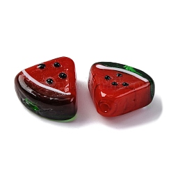 フルーツシリーズ 手作りランプワークビーズ  スイカ  18.5~19x20~20.5x9~9.5mm  穴：1.8mm&nbsp;LAMP-R003-04E
