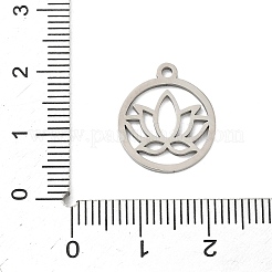 ステンレスペンダント201個  蓮のフラットラウンド  ステンレス鋼色  17x15x1mm  穴：1.5mm&nbsp;LS-STAS-I359-04P