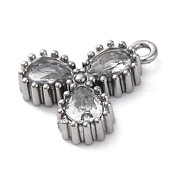 304ステンレススチールキュービックジルコニアペンダント  水滴チャーム  透明  12x10.5x2.5mm  穴：1.2mm&nbsp;STAS-R141-02P-06