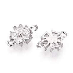 Brass Pave Clear Cubic Zirconia Connector Charms&nbsp;KK-N267-02D-P