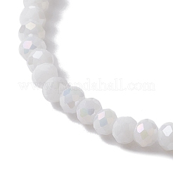 花の天然シェルとガラスビーズのストレッチブレスレット  ホワイト  内径：2-1/8インチ（5.5cm）&nbsp;BJEW-JB10184-02