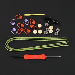 DIYうさぎ人形かぎ針編みキット  スティックを含む  プラスチッククラフトアイ＆ボタン＆ロッキングステッチメーカー  シリコンワッシャー  ファイバーヤード  コットン  鉄とプラスチックのかぎ針編みのフック  カラフル  19.7x4.1x0.2cm&nbsp;DIY-I053-04