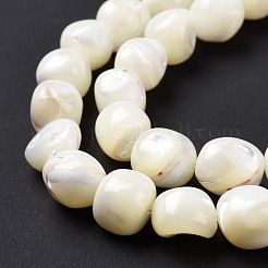 天然trochidシェルビーズ連売り  ナゲット  貝殻色  8~9x7.5~9.5x7.5~9.5mm  穴：0.8mm  約45個/連  15.35~15.55インチ（39~39.5cm）&nbsp;SSHEL-G023-04A