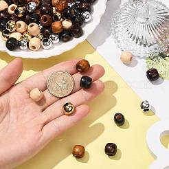 プラスチックトプシーテールヘアスタイリング編組ツール  木製ビーズとUVメッキABSプラスチックビーズ付き  ミックスカラー  200x24.5x2mm&nbsp;OHAR-FS0001-03