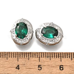 真鍮のガラスビーズ  カドミウムフリー＆ニッケルフリー＆鉛フリー  オーバル  プラチナメッキ  14x11.5x7mm  穴：1.4mm&nbsp;KK-M318-36P-02