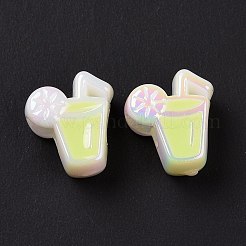 UVメッキレインボー虹色アクリルヨーロピアンビーズ  大穴ビーズ  エナメル  ジュース  ミックスカラー  13.8x12x7.5mm  穴：4mm&nbsp;SACR-E009-25