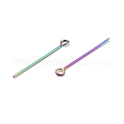 イオンプレーティング（IP）304ステンレススチールアイピン  虹色  25x0.6mm  22ゲージ  穴：1.8mm&nbsp;STAS-E156-01M-01