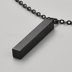 真鍮コーティングされた鉄のペンダントネックレス  直方体の  ブラック  20.28インチ（51.5cm）&nbsp;NJEW-WH0026-03EB