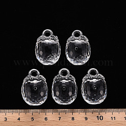 秋のテーマ透明アクリル ペンダント  多面カット  3d柿  透明  27.5x19.5mm  穴：4mm  約95個/500g&nbsp;TACR-T024-04B-205