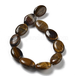 天然石タイガーアイビーズ連売り  フラットオーバル  18~18.5x13~13.5x6~6.5mm  穴：1.2mm  約11個/連  7.76インチ（19.7cm）&nbsp;G-P528-M09-01