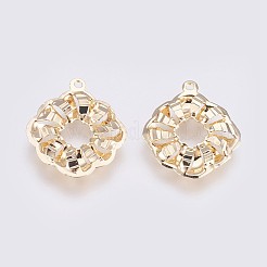 真鍮チャーム  長持ちメッキ  菱形  ニッケルフリー  18KGP本金メッキ  18x15x2mm  穴：1mm&nbsp;KK-I622-06G-A-NF