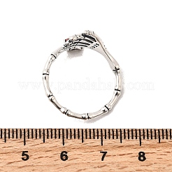 925 Sterling Silver Micro Pave Cubic Zirconia Open Cuff Ring for Women&nbsp;RJEW-Z109-01AS