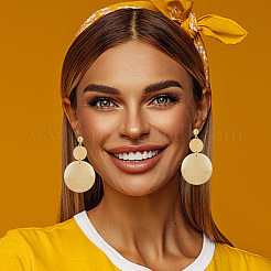 4 Pairs 4 Style Alloy Flat Round Dangle Stud Dangle Earrings for Women&nbsp;EJEW-AN0003-91