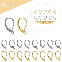 40個 2色 304ステンレススチール フレンチフックピアス金具  カン付き  ミックスカラー  15~15.5x10~10.5mm  穴：1.2~1.5mm  20個/カラー&nbsp;STAS-FS0001-69