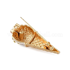 バックパックの服に合うアイスクリーム合金ラインストーンラペルピン  グリッターパウダー付き  ゴールドカラー  50x20.5mm&nbsp;JEWB-H032-04G