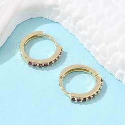 Brass Micro Pave Cubic Zirconia Huggie Hoop Earrings&nbsp;EJEW-L231-41G