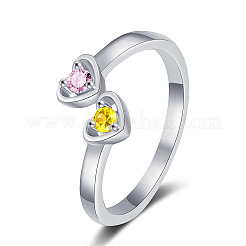 Brass Micro Pave Cubic Zirconia Open Cuff Rings for Women&nbsp;RJEW-R005-07P
