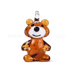 手作りランプワークペンダント  クマのチャーム  ミックスカラー  27.5~30x16.5~17.5x14~17mm  穴：2~3.5mm&nbsp;LAMP-N034-24