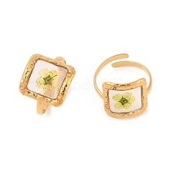 Square Ion Plating(IP) 304 Stainless Steel Open Cuff Rings for Women&nbsp;RJEW-Z052-07G