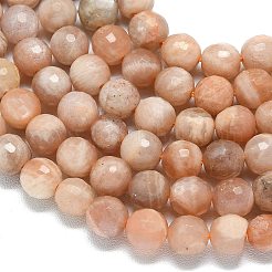天然石サンストーンビーズ連売り  ファセット（128ファセット）  ラウンド  6~6.5mm  穴：0.8~1mm  約59~64個/連  14.25~15.55''（36.2~39.5センチメートル）&nbsp;G-B165-A01-6mm