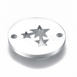 変色しにくい304ステンレススチールリンクコネクター  スターとフラットラウンド  ステンレス鋼色  12x1mm  穴：1.2mm&nbsp;STAS-L224-013P