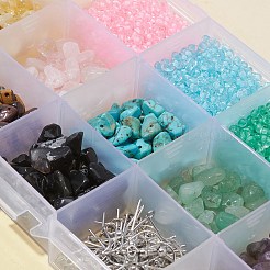 DIYビーズイヤリングブレスレット作成キット  天然および合成チップビーズを含む  ガラスシードビーズ  アイアン製ピアスフック  リーフ＆フラワー＆ボウノットアロイペンダント  ストーンビーズ：104g/箱&nbsp;DIY-FS0002-63