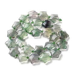 天然石蛍石ビーズ連売り  シードビーズで  膨らんだ星  14~15.5x15~16x6.5~7mm  穴：1mm  約24~25個/連  15.55''~15.95''（39.5~40.5センチメートル）&nbsp;G-NH0005-012