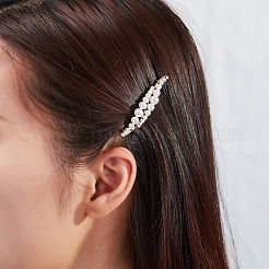 合金ヘアピン  模造真珠ビーズ  葉  ライトゴールド  10x61x13mm&nbsp;PHAR-D011-02LG