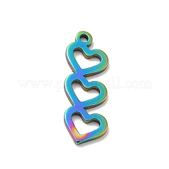 イオンプレーティング（IP）201ステンレスペンダント  ハートとハート  虹色  16.5x6x1mm  穴：1mm&nbsp;STAS-I197-016M