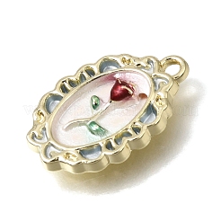 Brass with Red Enamel Pendants&nbsp;KK-CBAE379-23LG