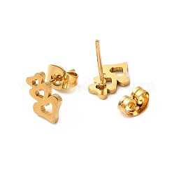 PVD Vacuum Plating 304 Stainless Steel Stud Earring and Pendant Necklace Set&nbsp;LS-SJEW-C002-01A-G