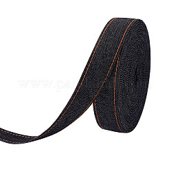 ステッチデニムリボン  服飾材料  DIYクラフトヘアクリップアクセサリーと縫製装飾用  ブラック  2.5cm  10 M /袋&nbsp;OCOR-TAC0009-04C-04