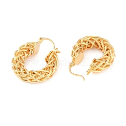 女性用真鍮フープピアス  ツイスト  22KGP本金メッキ  29x25mm&nbsp;LS-EJEW-L288-002G