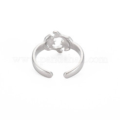 変色しない 304 ステンレススチール 12 星座/星座 女性用オープンカフリング  ステンレス鋼色  魚座  usサイズ7（17.3mm）&nbsp;RJEW-S405-156P-J