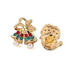 Christmas Alloy Colorful Rhinestone & Plastic Asymmetrical Stud Earrings for Women&nbsp;LS-EJEW-M256-02C-G