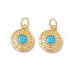Rack Plating Brass Micro Pave Deep Sky Blue Cubic Zirconia Pendants&nbsp;ZIRC-C040-28G