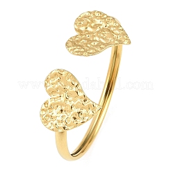Textured 304 Stainless Steel Heart Cuff Bangles for Women&nbsp;LS-BJEW-A154-01A-G