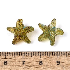 ピカソの透明ガラスビーズ  ヒトデ  オリーブ  14.5~15x16x8.5~9mm  穴：1~1.1mm  約375個/ポンド&nbsp;SEED-N012-02A