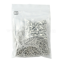 DIY ネックレスジュエリーキット  真鍮ボールチェーンコネクターを含む  アイアン製ボールチェーン  プラチナ  7.5x2.5mm  穴：0.8mm  2mmボールチェーンに適合  100pc&nbsp;DIY-FS0006-40