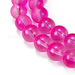 曇りガラスビーズ連売り  金粉付き  ラウンド  マゼンタ  8mm  穴：1mm&nbsp;X1-GLAA-P065-8mm-11
