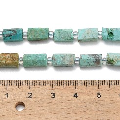 天然ペルーターコイズ（ジャスパー）ビーズ連売り  コラム  多面カット  シードビーズで  9~10x4.5~5.5x4.5~5.5mm  穴：1.1mm  約36個/連  15.94''（40.5センチメートル）&nbsp;G-NH0072-E04-01