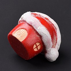 クリスマステーマ樹脂ディスプレイ装飾  家の装飾のための  写真の小道具  ドールハウス用家具  クリスマスハウス  レッド  38.2x45x36.5mm&nbsp;RESI-H141-34