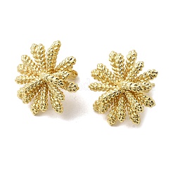 真鍮の花のスタッドピアス  長持ちメッキ  ラックめっき  ゴールドカラー  26x25.5mm&nbsp;EJEW-H171-02A-G
