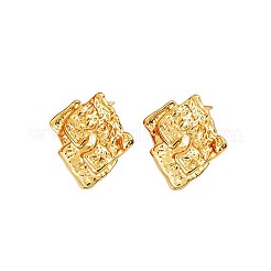女性用テクスチャ加工304ステンレススチール製スタッドピアス  ナゲット  ゴールドカラー  32x31mm&nbsp;WG59AE2-02