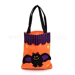 不織布ハロウィンキャンディーバッグ  トリックオアトリートトート  ハンドル付き  子供男の子女の子のためのギフトバッグパーティーの好意  長方形  砂茶色  バット模様  41x21x0.3cm&nbsp;ABAG-I003-06F