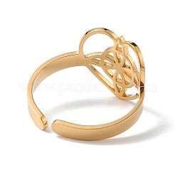 Heart with Sailor's Knot 304 Stainless Steel Open Cuff Ring for Women&nbsp;RJEW-E073-01G
