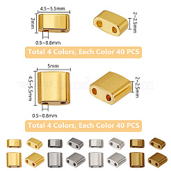 320種類の不透明ガラスシードビーズ8個  2穴  長方形  ミックスカラー  4.5~5.5x2~5.5x1~2.5mm  穴：0.5~0.8mm&nbsp;SEED-PH0001-99